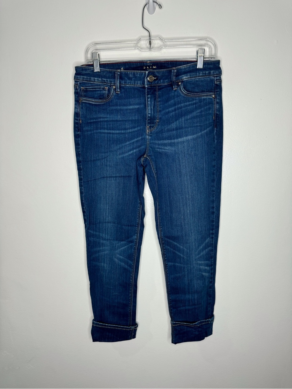 White House Black Market The Slim Crop Stretch Jeans Women’s 6 Dark Wash Cuffed